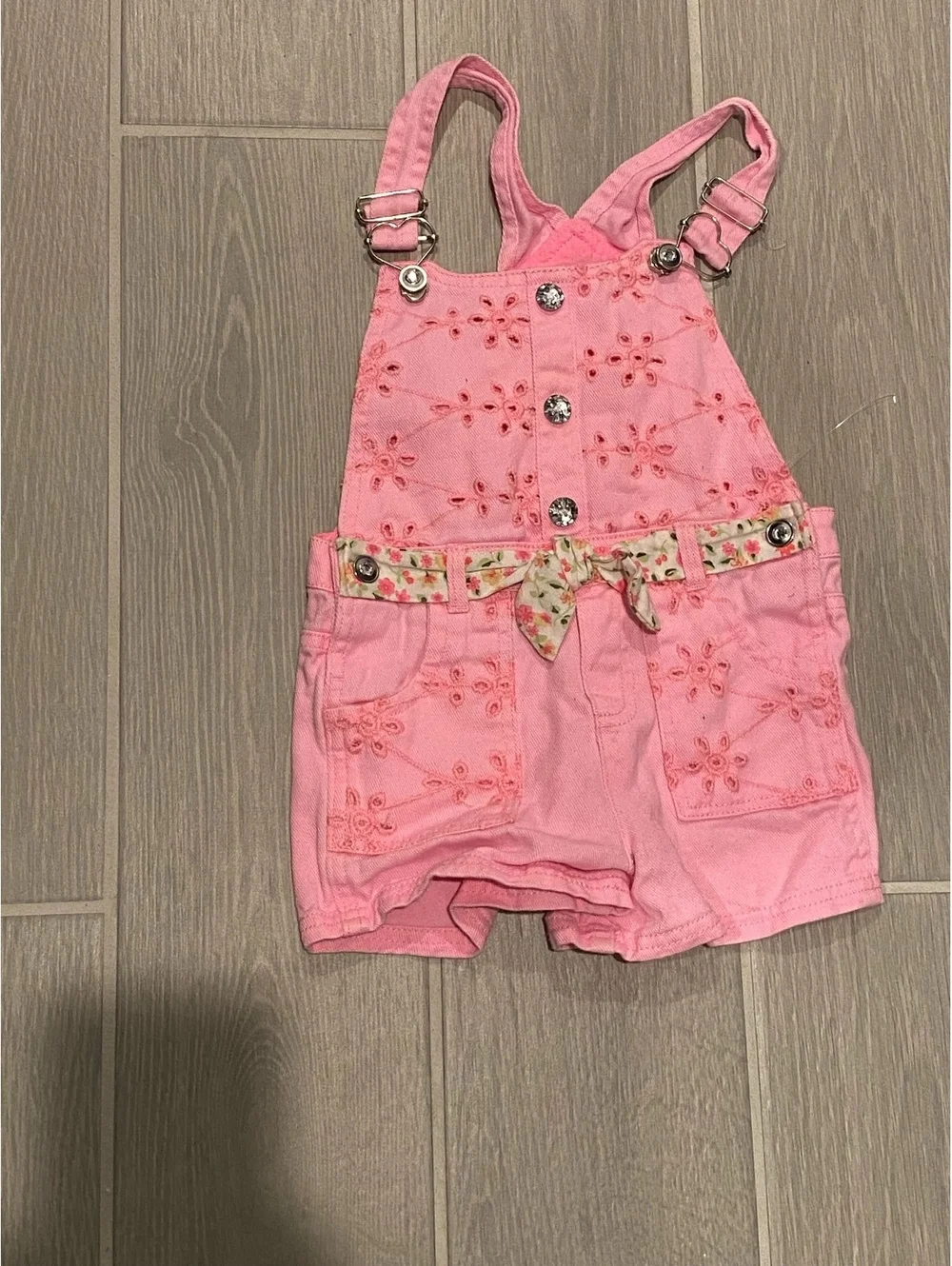OshKosh B'gosh Pink Embroidered Cotton Overalls for Toddler Size 6